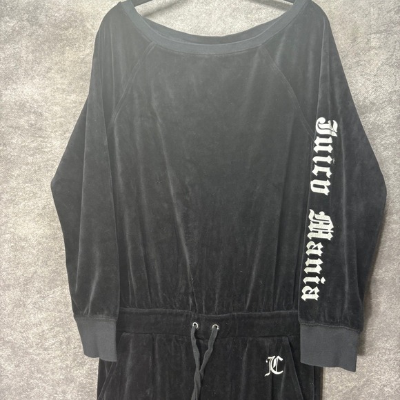 Juicy Couture Velour Jumpsuit Coveralls Womens M Black Juicy Mania Retro Y2K - Picture 3 of 13